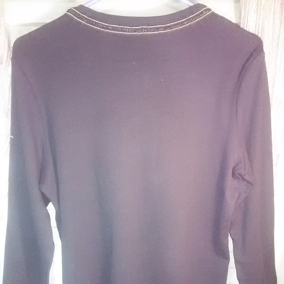 Rafaella black button down bead trim top sz Lg - Picture 2 of 6